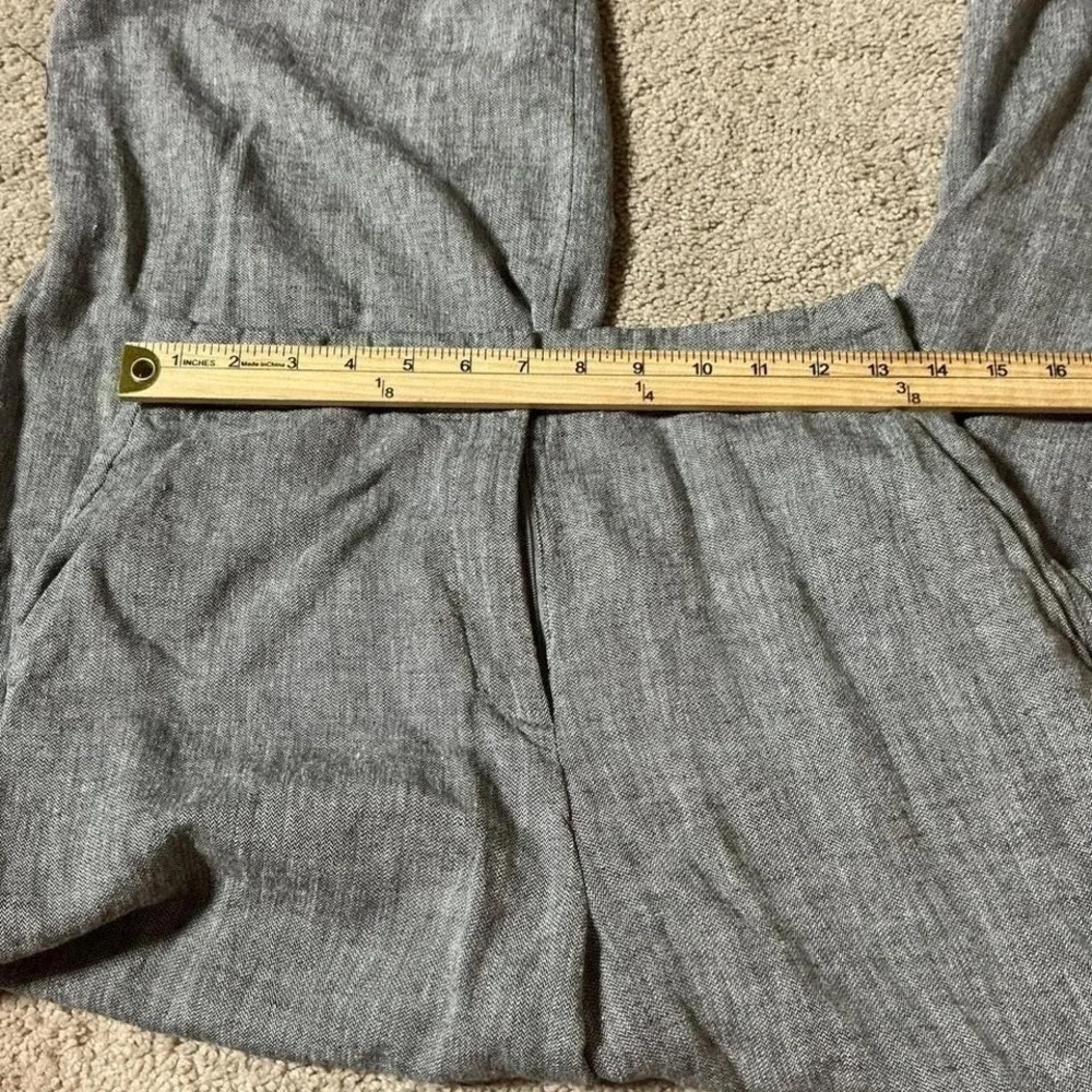 H&M Linen Blend Old Money Wide Leg High Waisted‎ Grey Melange Trousers Pants 4